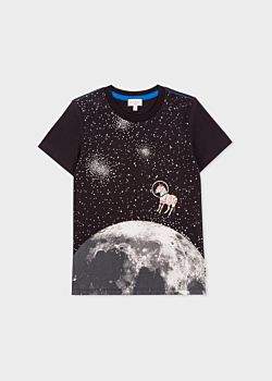Boys' 2-6 Years Black Glow-In-The-Dark 'Zebra In The Moon' Print T-Shirt