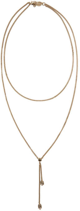 Gold Thin Chain Skull Necklace
