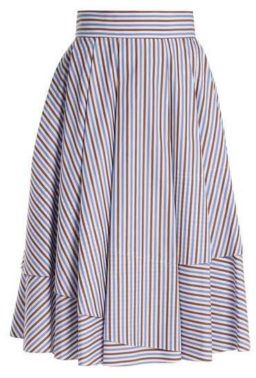 DOVIMA PARIS Daphne striped cotton-poplin midi skirt