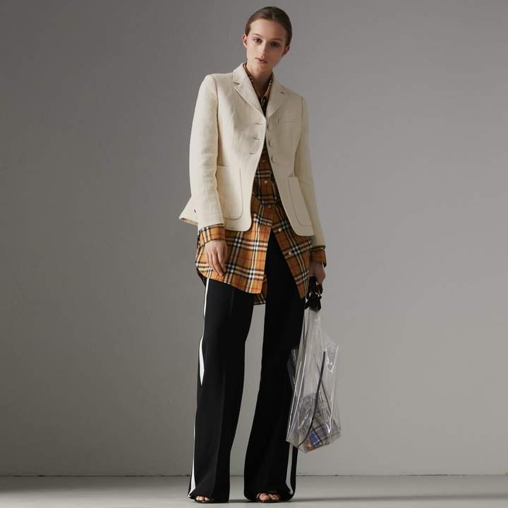 Tailliertes Jackett aus Baumwolle und Leinen