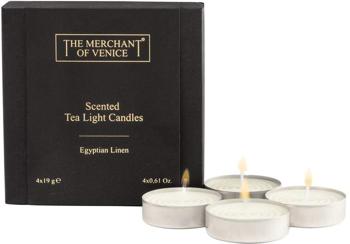 The Merchant Of Venice Egyptian Linen Tea Light (Set of 4), Black
