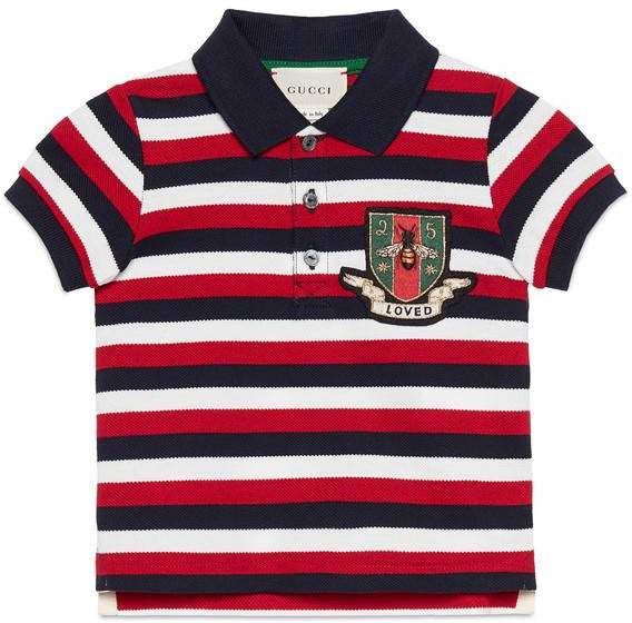 Baby striped cotton polo with crest