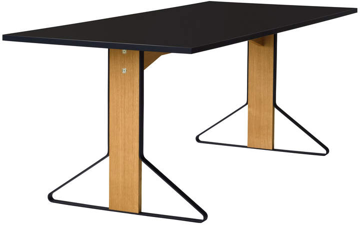REB 001 Kaari Tisch, 200 x 85 cm, Hochglanz schwarz / Eiche natur