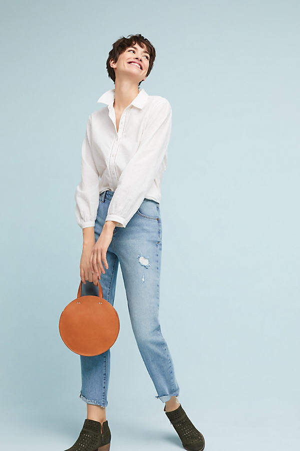 Pilcro and the Letterpress Pilcro Legere, gerade geschnittene Jeans mit hohem Bund - Denim Light