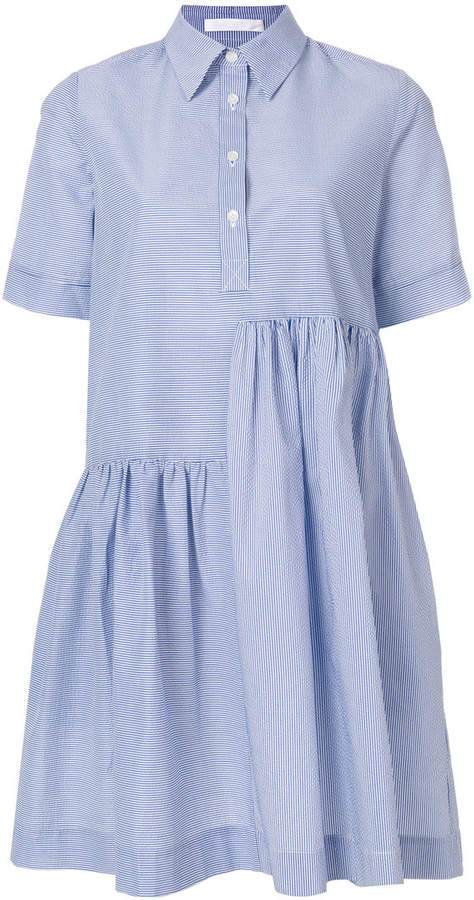 striped asymmetric shirt dress