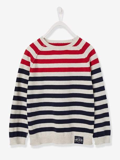 Boys' Striped Jumper - red dark mixed color