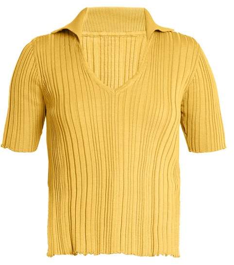V-neck ribbed-knit cotton top