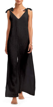 Vitamin A Marina Linen Wide-Leg Coverup Jumpsuit Vitamin A Marina Linen Wide-Leg Coverup Jumpsuit