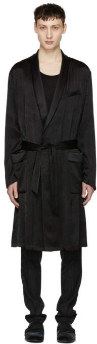 Black Long Satin Robe Coat