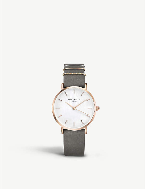 ROSEFIELD WEGR-W75 The West Village leather and gold-plated watch