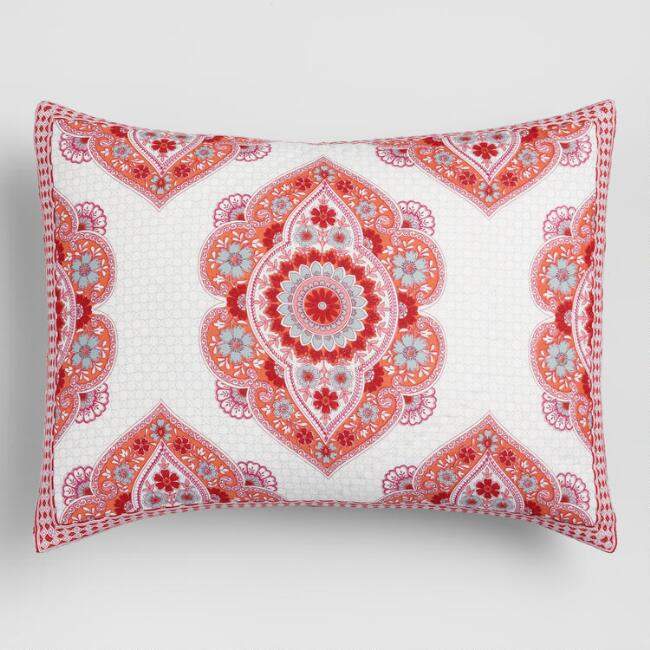 Coral Floral Medallion Amrita Pillow Shams Set of 2