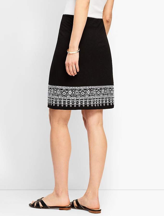 Embroidered Knit A-Line Skirt