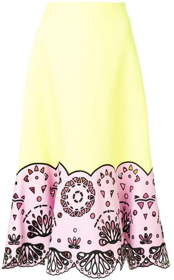 cut-out hem midi skirt