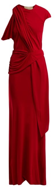 Goldberg Asymmetric Draped Gown - Womens - Red