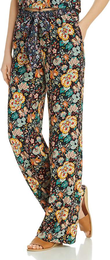 Mixed-Floral High-Waist Pants