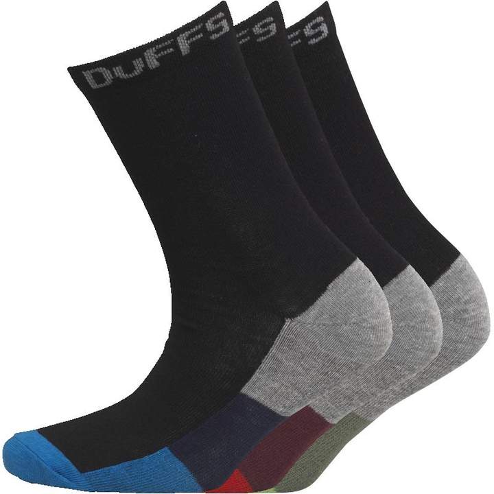 Boys Three Pack Socks Black/Red/Green/Blue/Grey