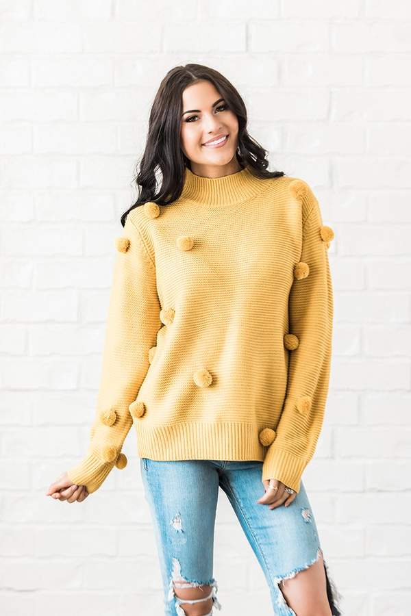 Everyday ShopRachel Parcell Mustard Pom Pom Sweater