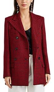Women's Houndstooth Wool Double-Breasted Coat - Red