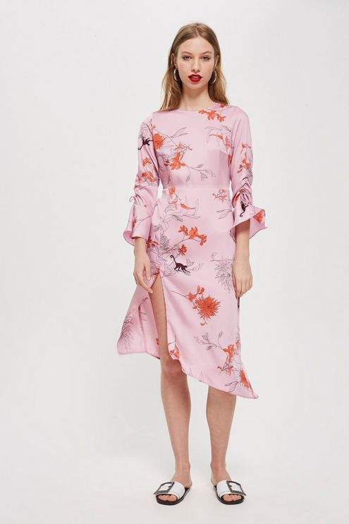 Petite satin monkey midi shift dress