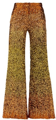 Halpern Ombre Sequinned Wide Leg Trousers - Womens - Gold Multi Halpern Ombre Sequinned Wide Leg Trousers - Womens - Gold Multi