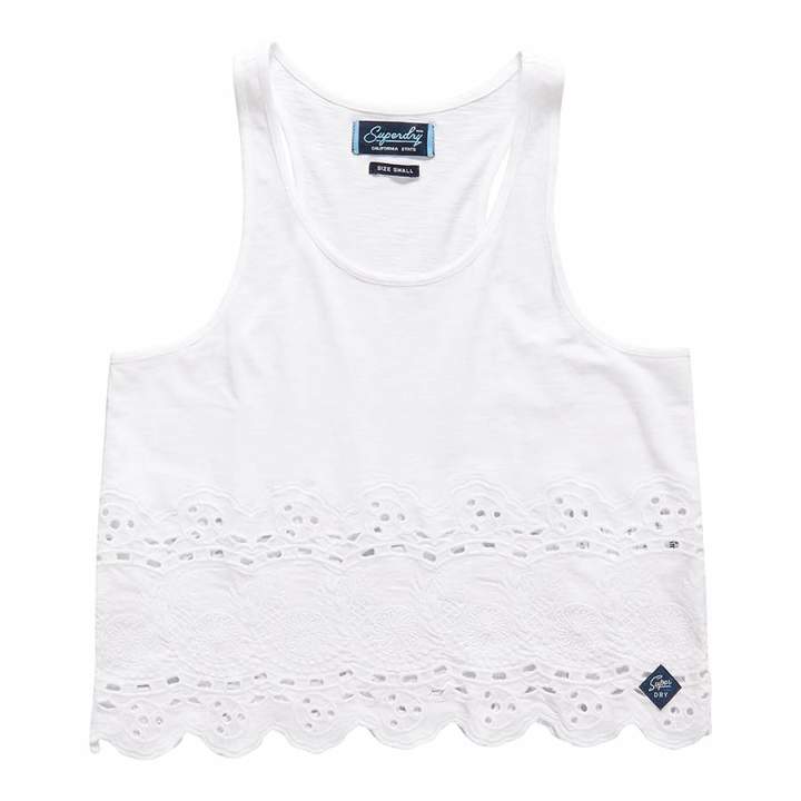 Optic White Beach Broiderie Shell Top