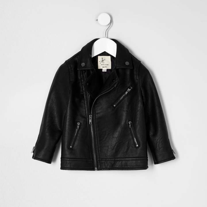 Mini boys Black faux leather biker jacket