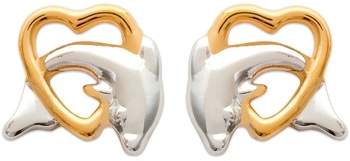 Blue Pearls Kettenanhänger Ohrringe Delphin Gelbes und weißes Gold überzogen vergoldet Dame