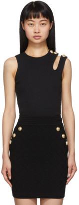 Balmain Black Asymmetric 3-Button Tank Top Balmain Black Asymmetric 3-Button Tank Top