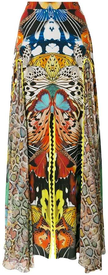 butterfly print long skirt