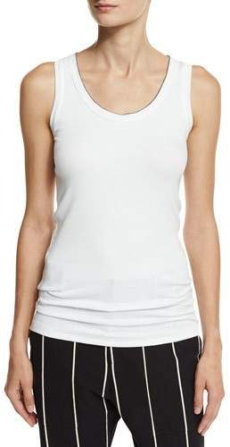 Monili-Tipped Scoop-Neck Tank Top
