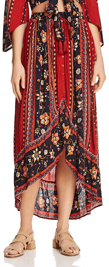 Pleated Floral-Print Skirt