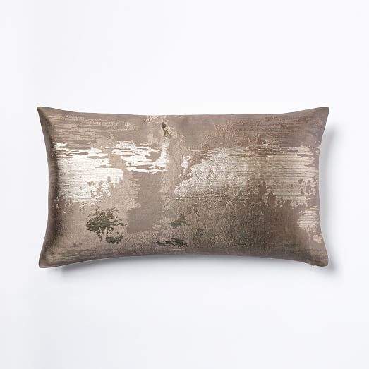 Metallic Clouds Brocade Pillow Cover - Latte