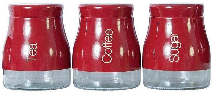 Red 3 Piece Kitchen Canister Set