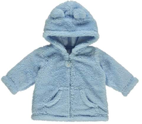 Infant Boys Blue Sherpa Baby Bear Zip Hoodie Jacket