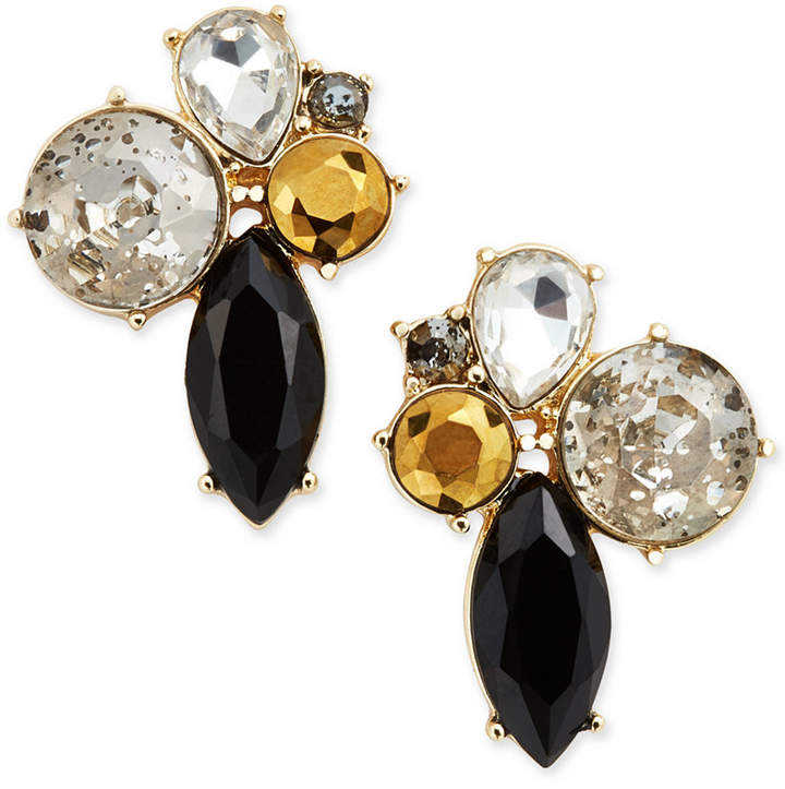 Gold-Tone Dark Horse Cluster Earrings