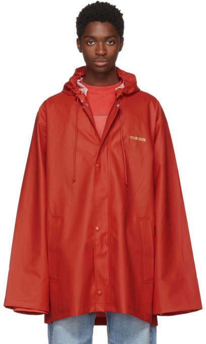 Red Short Logo Rain Coat