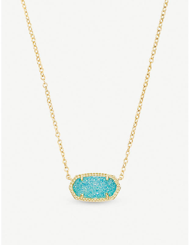 Elisa 14ct gold-plated and teal drusy pendant necklace