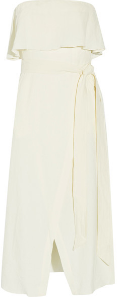 ViRuffled Linen-blend Voile Midi Dress - Cream