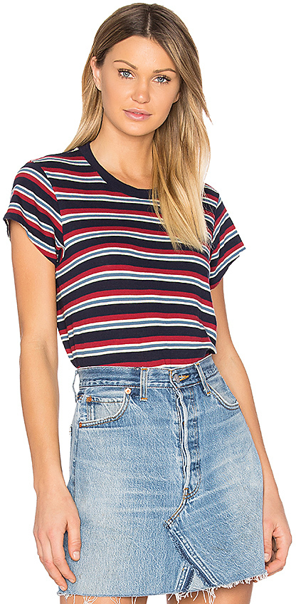 Boxy Striped Tee in Red