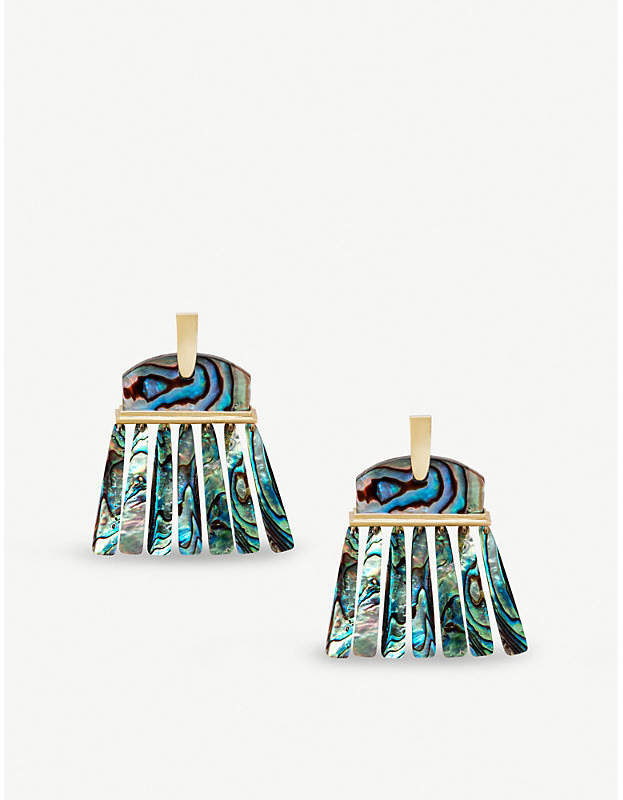 Layne 14ct gold-plated abalone shell earrings