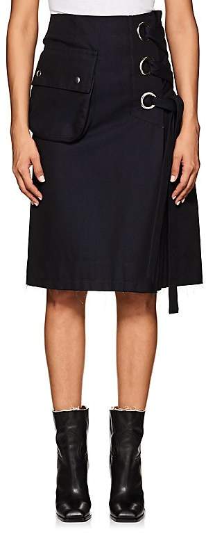 Women's Lace-Up Cotton Midi-Skirt
