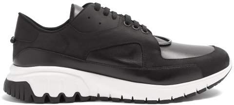Raised-sole low-top leather trainers