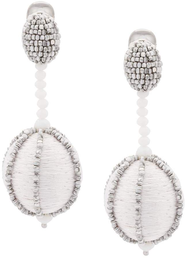 single line dropped ball clip-on earrings