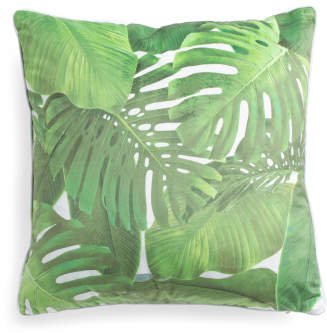 20x20 Velvet Tropical Leaves Pillow