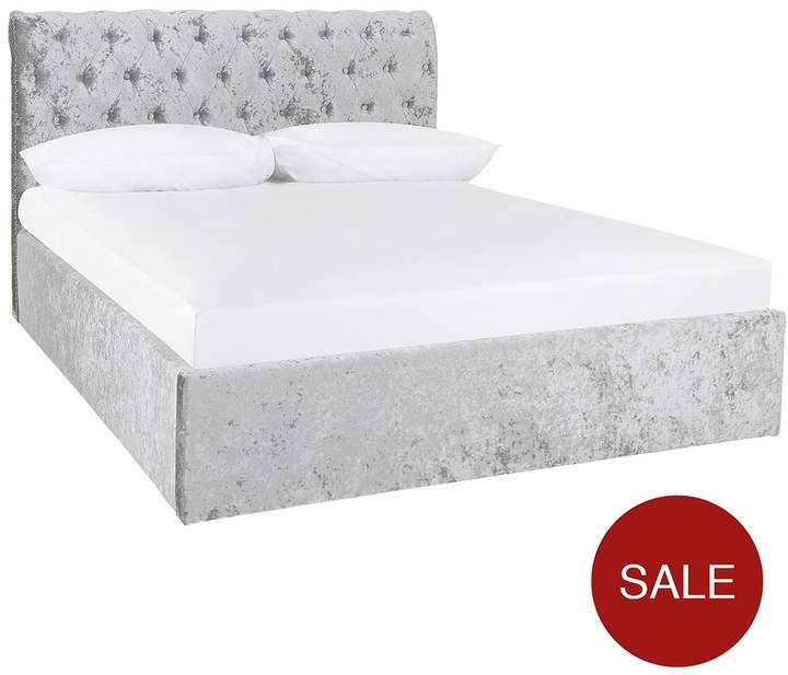 Beverly Scroll Fabric Lift-Up Storage Bed Frame With Mattress Options