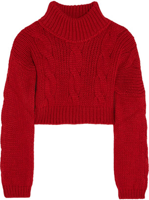 Vivienne Westwood Anglomania Cropped Felt-Paneled Chunky-Knit Sweater