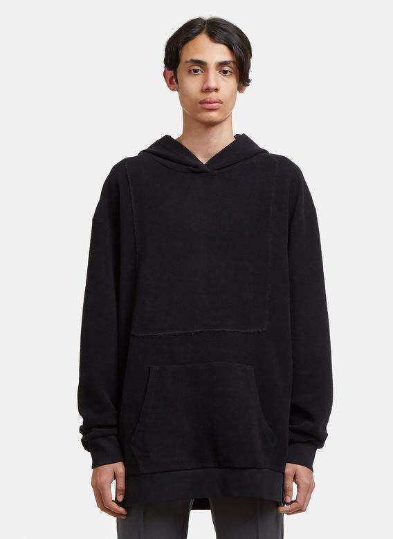 Oversized Seam Insert Hooded Sweatshirt in Black