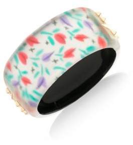 Large 10K Gold Lucite Hinge Bracelet