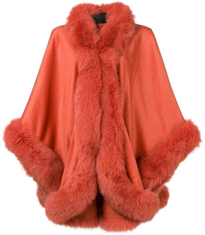 Liska fox fur trim cape