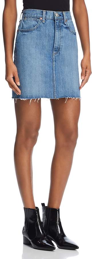 Moss Raw-Edge Denim Skirt